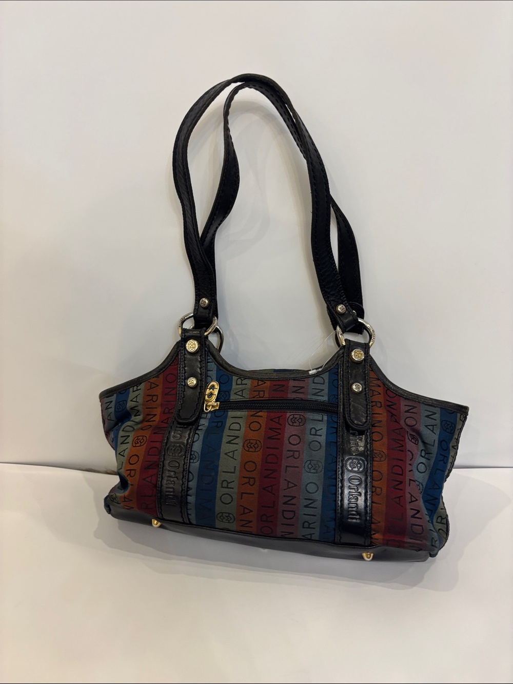 Marino Orlandi Multicolor Striped Logo Shoulder Bag